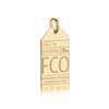 Rome Italy FCO Luggage Tag Charm Solid Gold