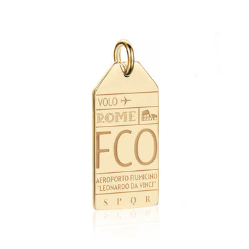 Rome Italy FCO Luggage Tag Charm Gold