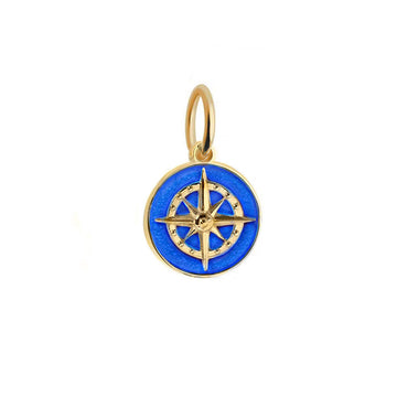 Gift: Blue Enamel Mini Compass, Gold