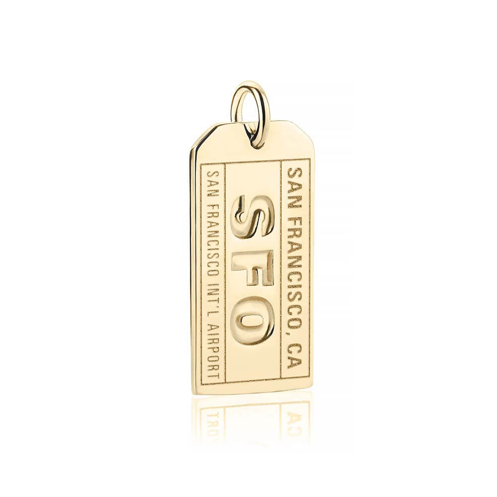 San Francisco California USA SFO Luggage Tag Charm Solid Gold – JET SET ...