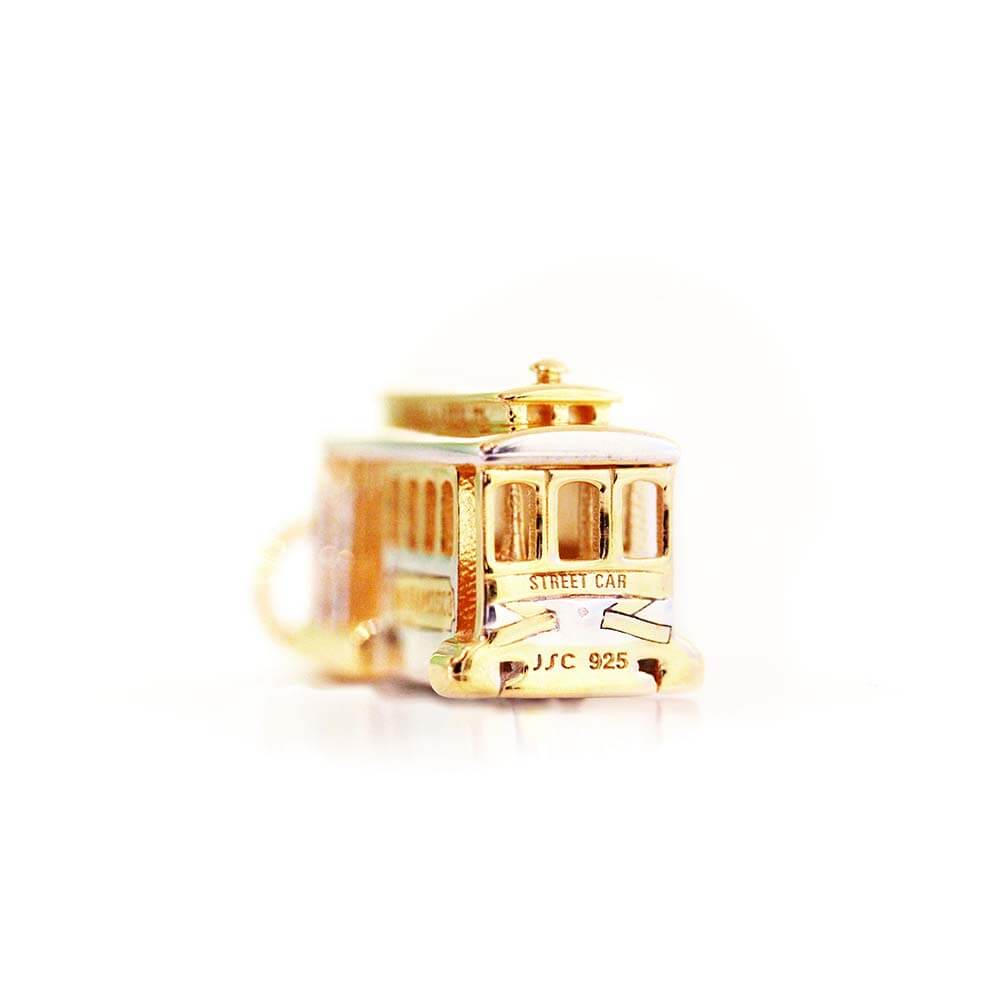 14k gold sold trolley charm