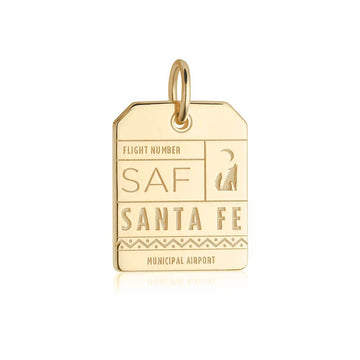 Santa Fe New Mexico USA SAF Luggage Tag Charm Gold