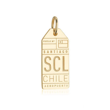 Gold Travel Charm, SCL Chile Luggage Tag