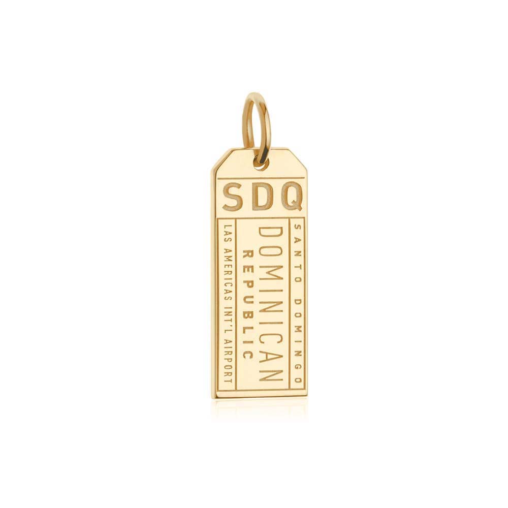 Gold Travel Charm, SDQ Santo Domingo Luggage Tag - JET SET CANDY  (1720194236474)