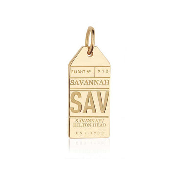 Savannah Georgia USA SAV Luggage Tag Charm Gold