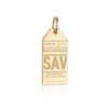 Savannah Georgia USA SAV Luggage Tag Charm Solid Gold