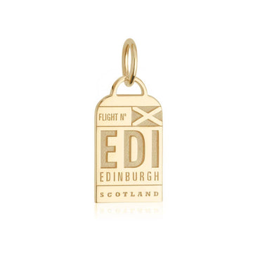 Edinburgh Scotland EDI Luggage Tag Charm Solid Gold