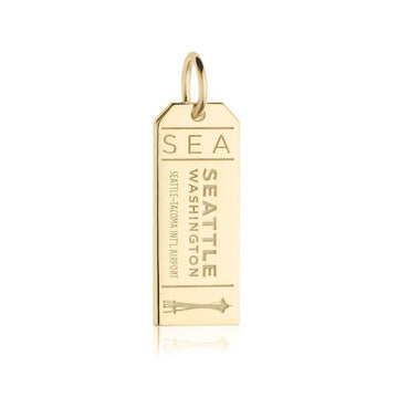 Seattle Washington USA SEA Luggage Tag Charm Solid Gold
