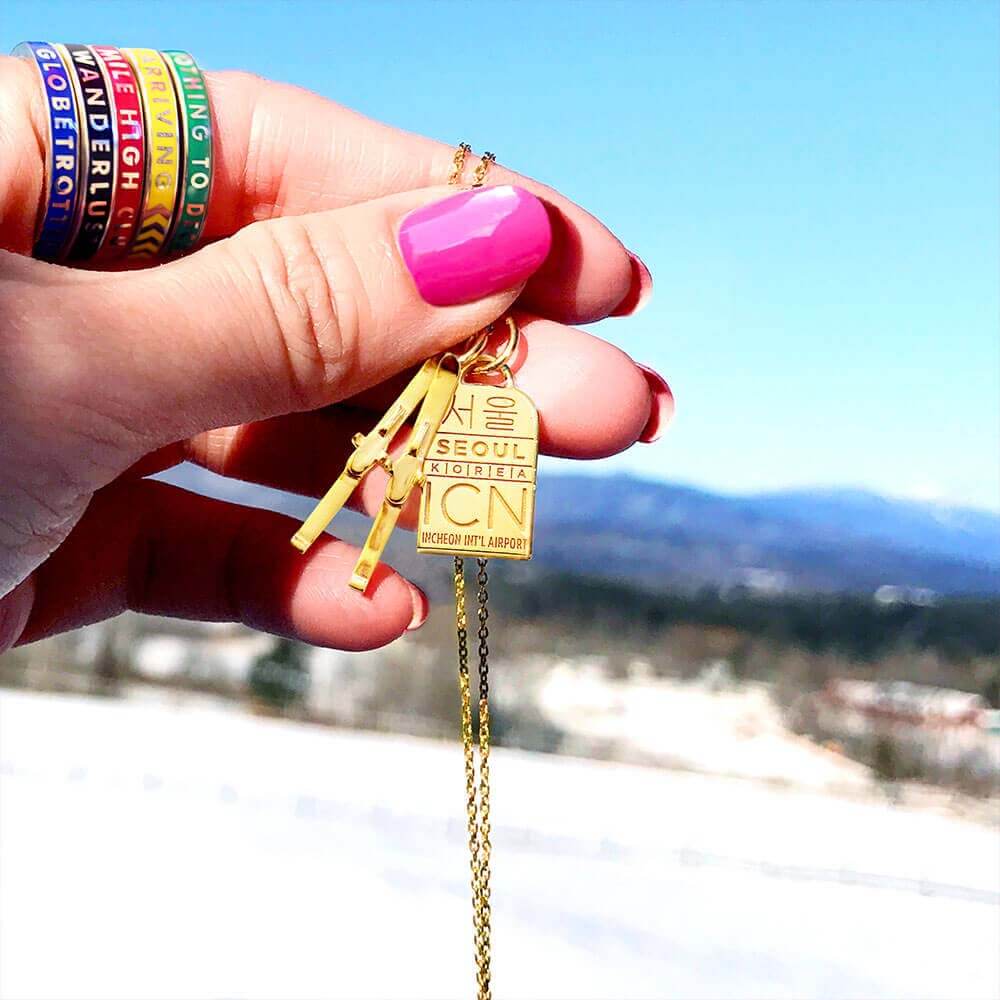Green Enamel Gold Ring, Nothing to Declare - JET SET CANDY (2276743708730)