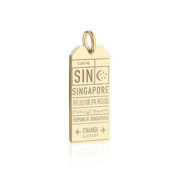 Changi Singapore SIN Luggage Tag Charm Gold