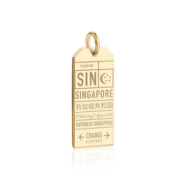 Changi Singapore SIN Luggage Tag Charm Solid Gold