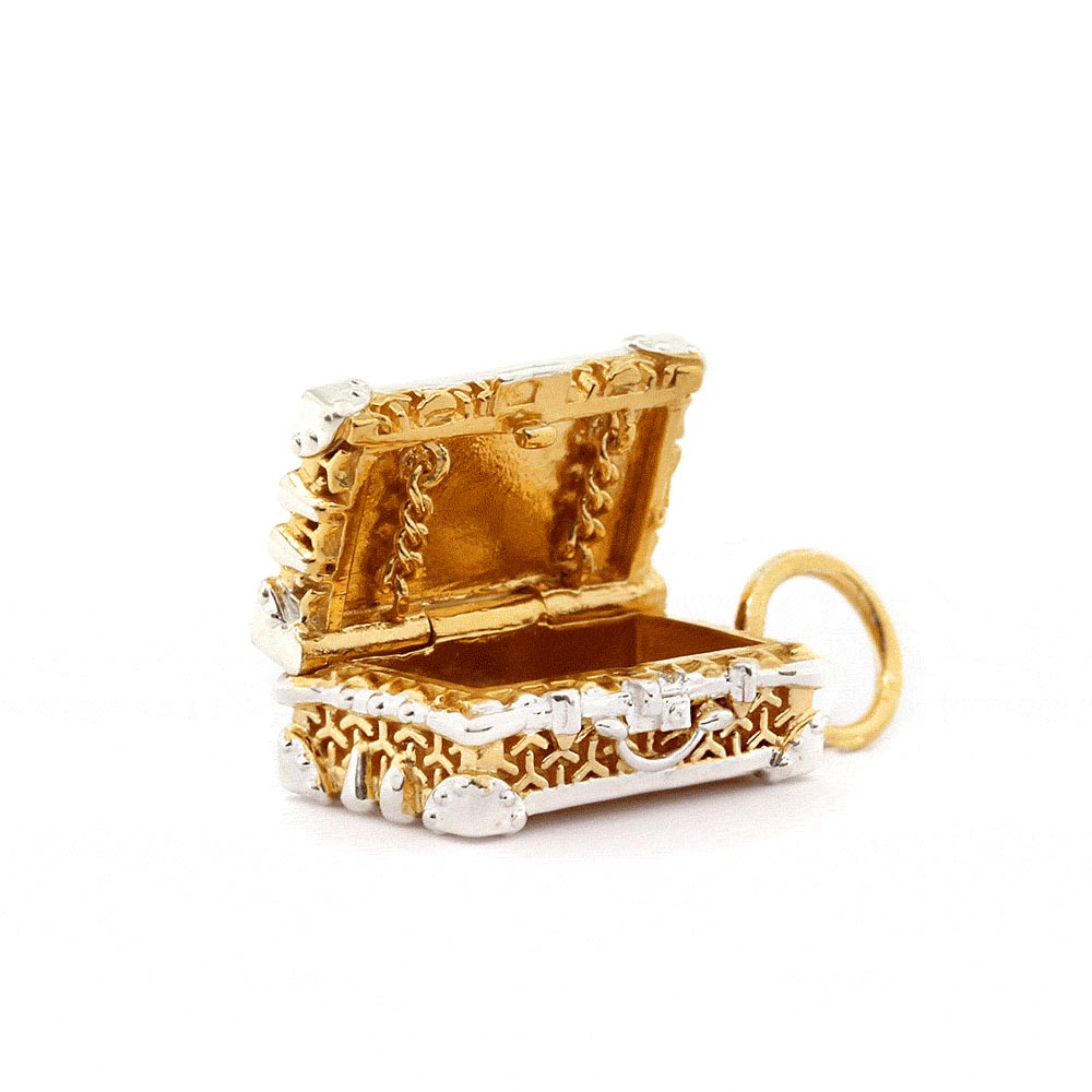 Solid Gold Luxe Steamer Trunk Charm, Large - JET SET CANDY (7535262335224)