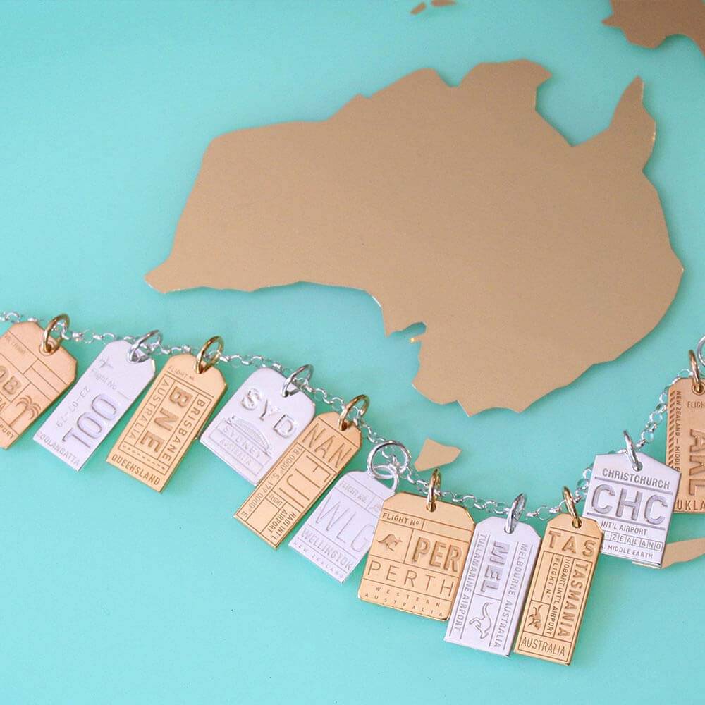 Silver Australia Charm, BNE Brisbane Luggage Tag - JET SET CANDY (1720184340538)