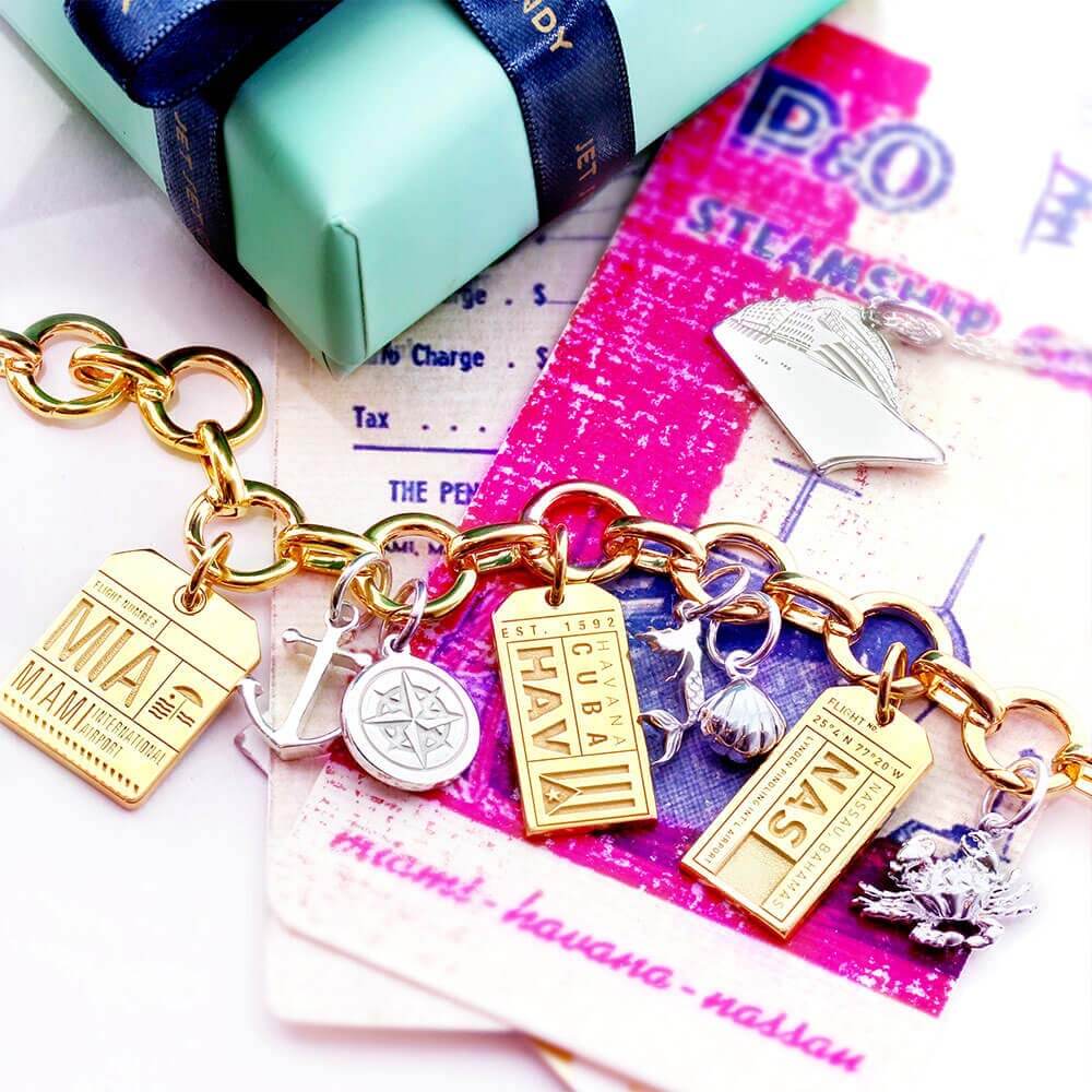 Sterling Silver Cruise Ship Charm - JET SET CANDY (2351860744250)