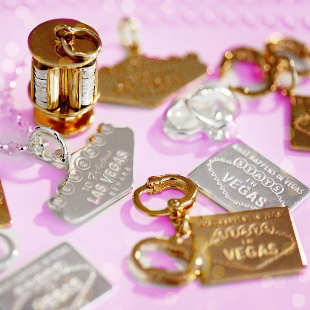 Gold Las Vegas Charm, Handcuffs - JET SET CANDY  (1720174116922)