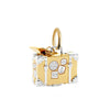 Vintage Suitcase with Stickers Charm Gold