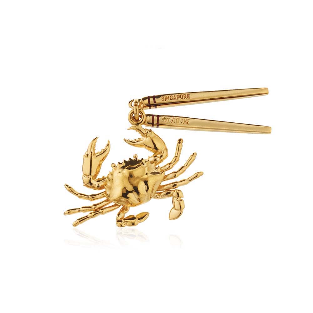 Gold Singapore Charm, Chilli Crab and Chopsticks - JET SET CANDY  (1720168316986)
