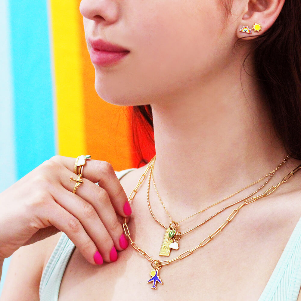 Single Sun Stud, Yellow Enamel - JET SET CANDY (6847286771896)