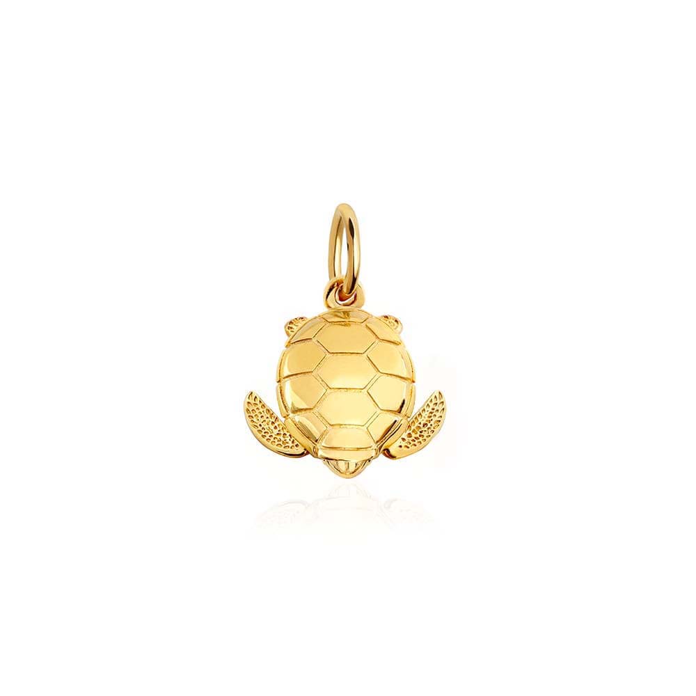 Small Solid Gold Sea Turtle Charm - JET SET CANDY  (4572024930392)