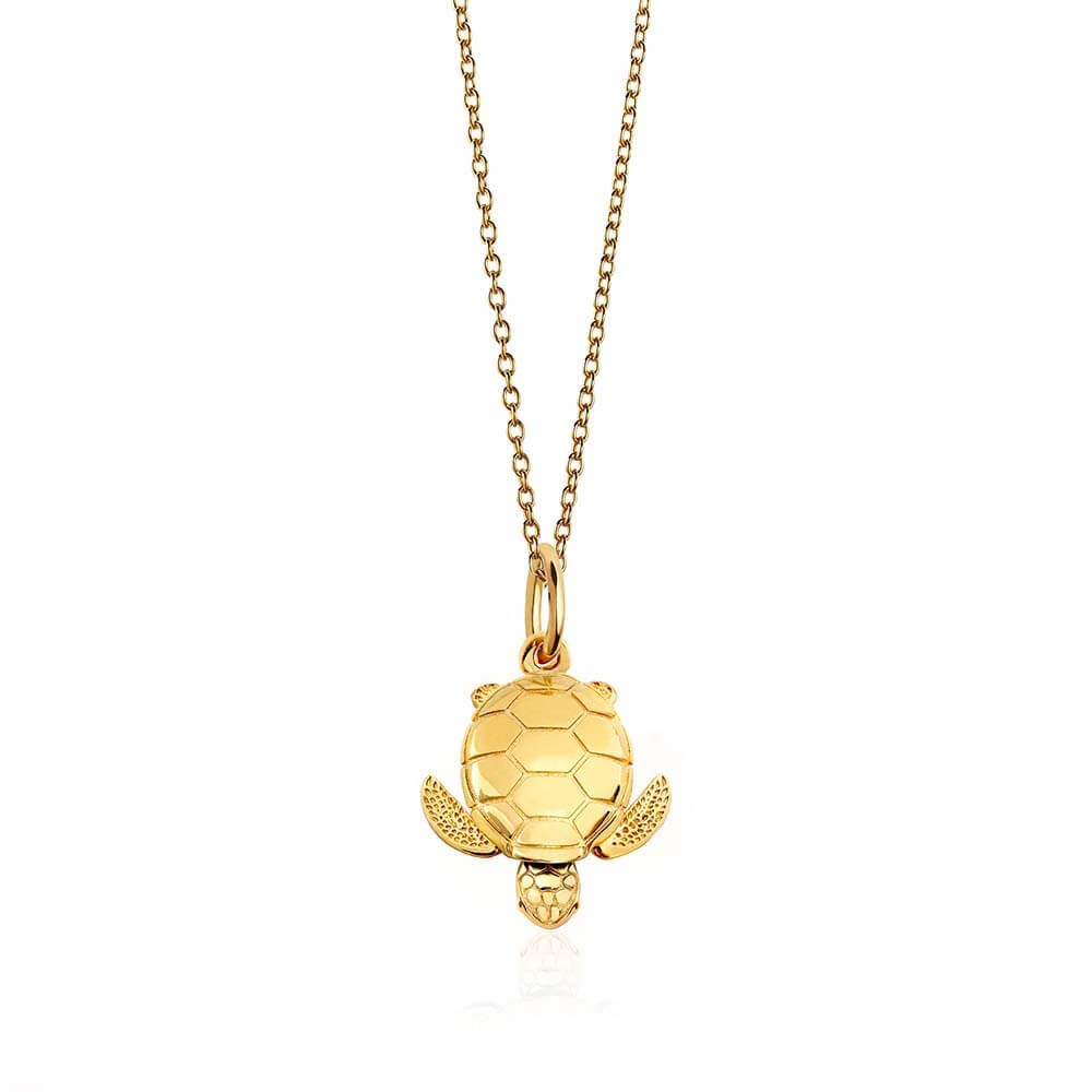 Small Solid Gold Sea Turtle Charm - JET SET CANDY  (4572024930392)