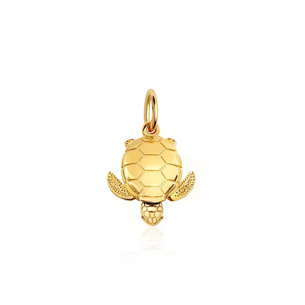 Small Solid Gold Sea Turtle Charm - JET SET CANDY  (4572024930392)