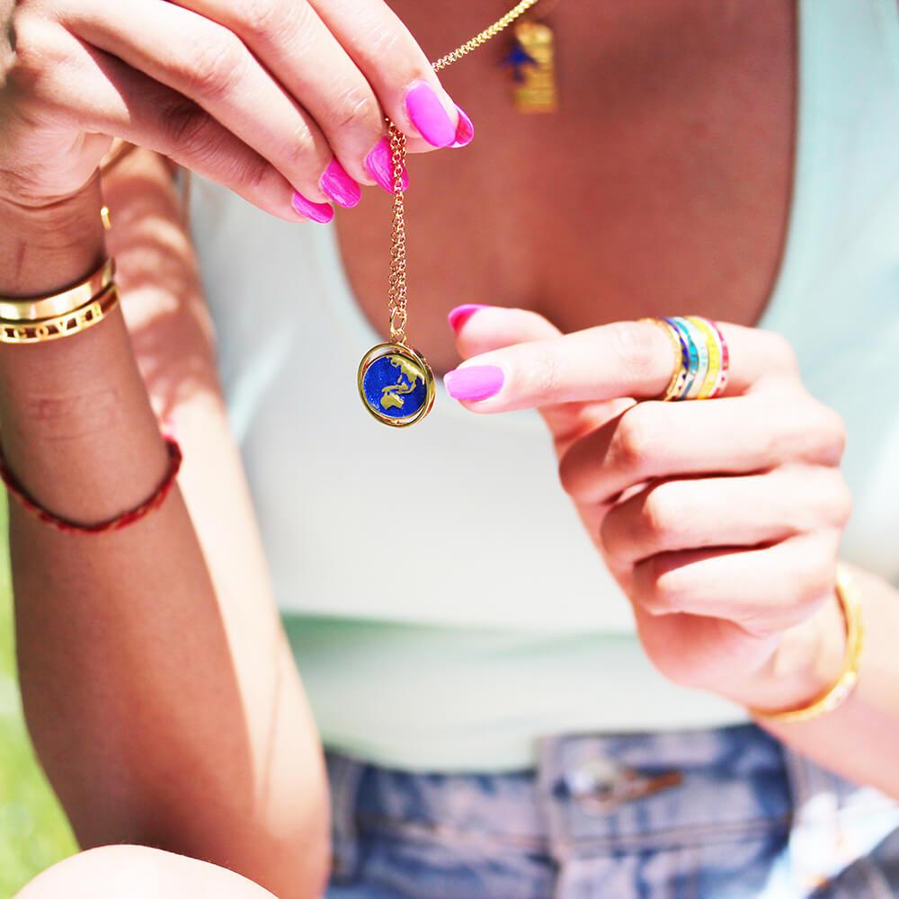 Large Gold Spinning Globe Charm (Ships Dec.) (6738296504504)