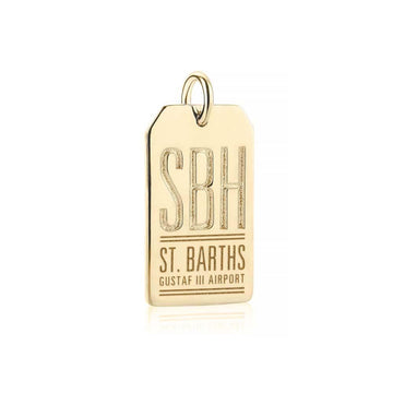 St Barths Caribbean SBH Luggage Tag Charm Solid Gold