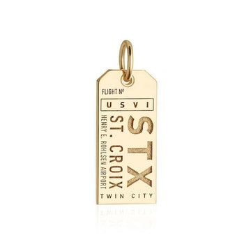 St. Croix Virgin Islands Caribbean STX Luggage Tag Charm Solid Gold