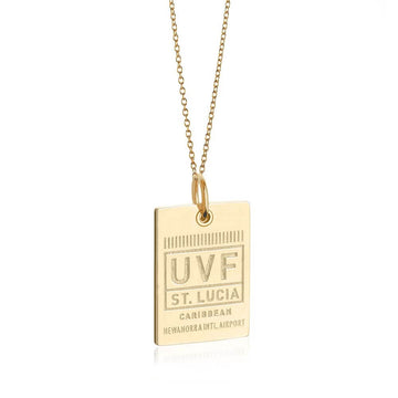 St Lucia Caribbean UVF Luggage Tag Charm Gold