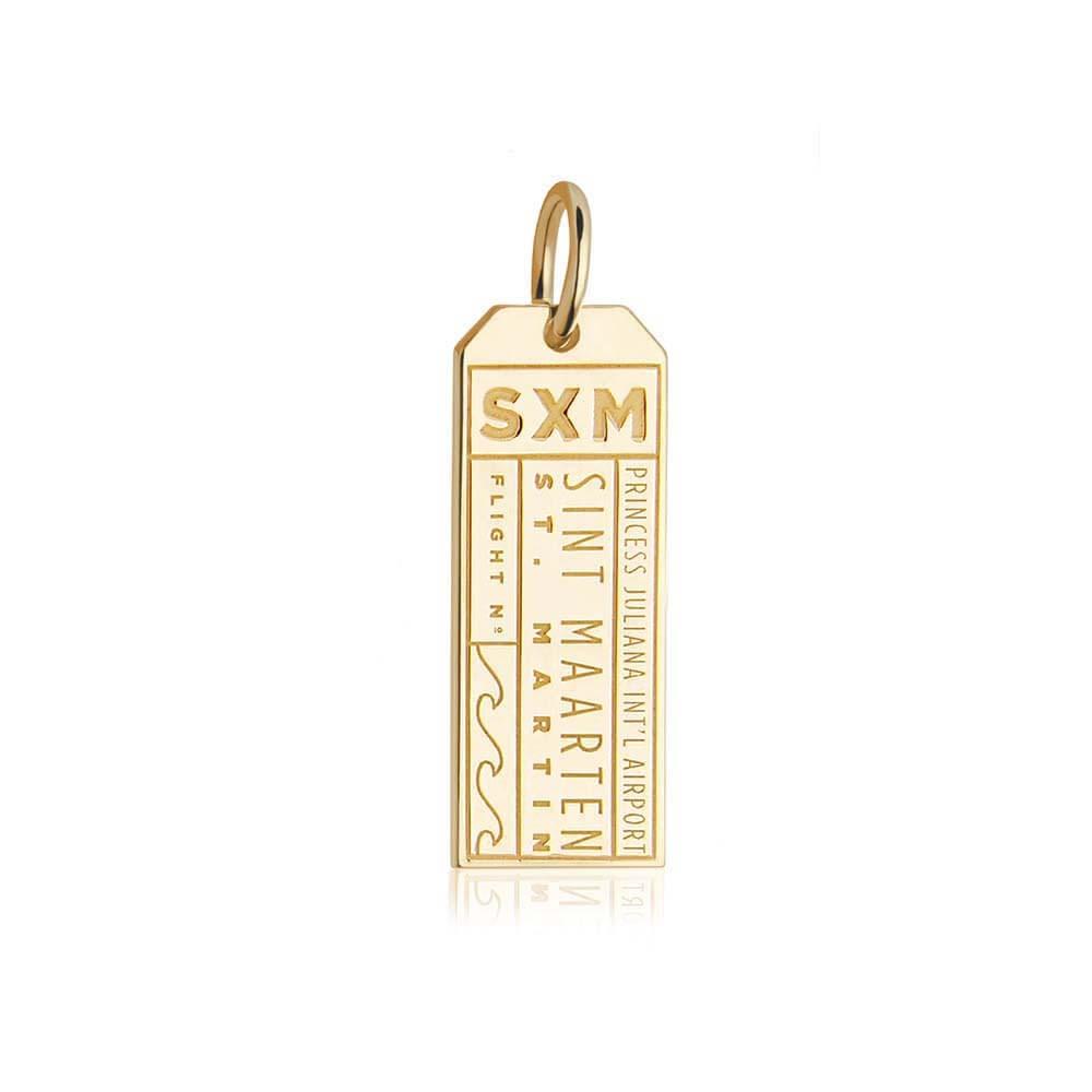 Solid Gold Caribbean Charm, SXM St. Maarten Luggage Tag - JET SET CANDY  (1720186929210)