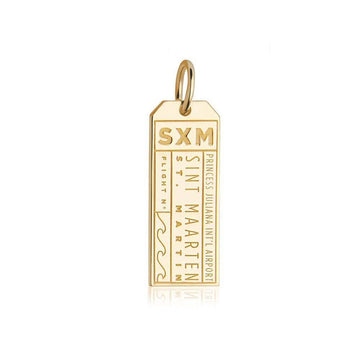 St Maarten Caribbean SXM Luggage Tag Charm Solid Gold