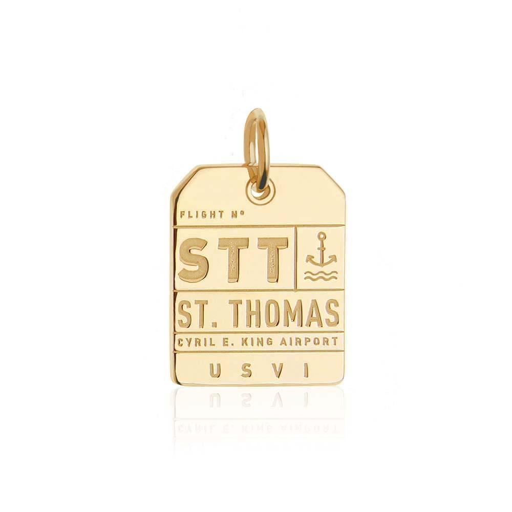 Solid Gold Caribbean Charm, STT St. Thomas Luggage Tag - JET SET CANDY  (1720187846714)