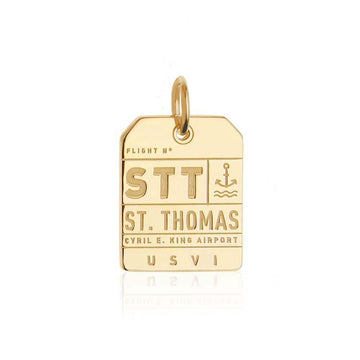 St Thomas Caribbean STT Luggage Tag Charm Solid Gold