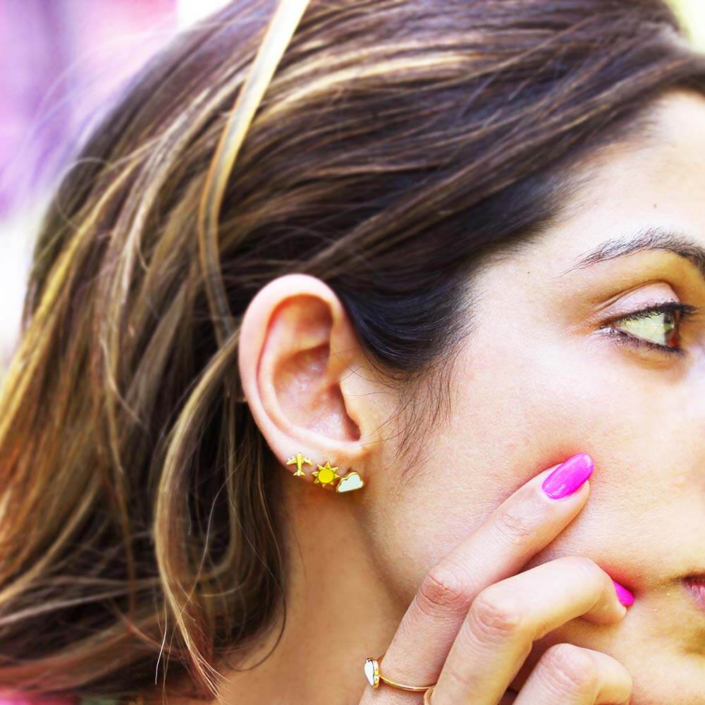 Gold Airplane Earrings - JET SET CANDY (1720176640058)