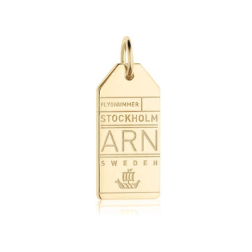 Stockholm Sweden ARN Luggage Tag Charm Gold