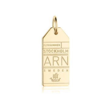 Stockholm Sweden ARN Luggage Tag Charm Solid Gold
