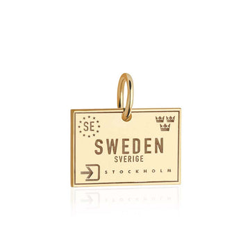 Sweden Passport Stamp Charm Solid Gold