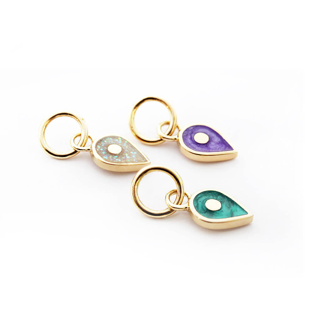 Solid Gold July Map Pin Charm with Ruby Enamel - JET SET CANDY (7532598100216)