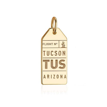 Tucson Arizona USA TUS Luggage Tag Charm Solid Gold