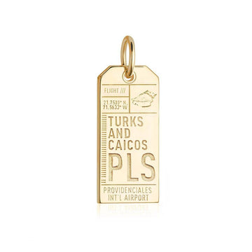 Turks and Caicos PLS Luggage Tag Charm Solid Gold