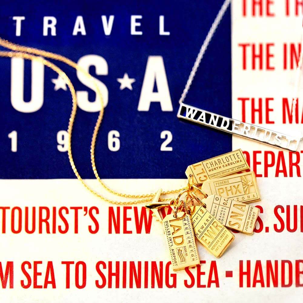 Gold USA Charm, EWR Newark Luggage Tag - JET SET CANDY (1720183488570)