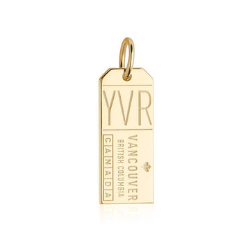 Vancouver Canada YVR Luggage Tag Charm Solid Gold