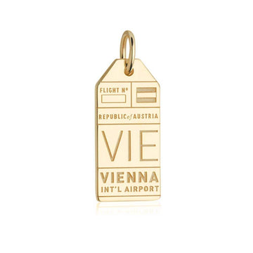Vienna Austria VIE Luggage Tag Charm Solid Gold