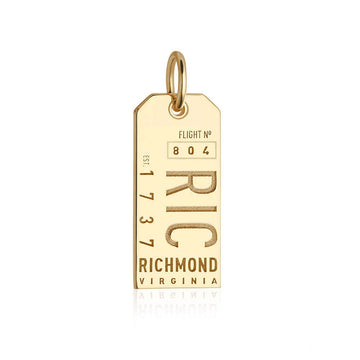 Richmond Virginia USA RIC Luggage Tag Charm Gold