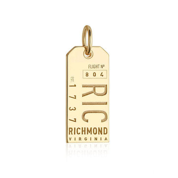 Richmond Virginia USA RIC Luggage Tag Charm Solid Gold