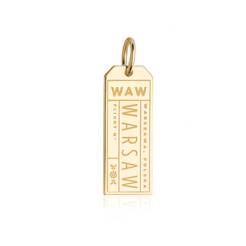 Warsaw Poland WAW Luggage Tag Charm Gold