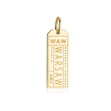 Solid Gold Poland Charm, WAW Warsaw Luggage Tag