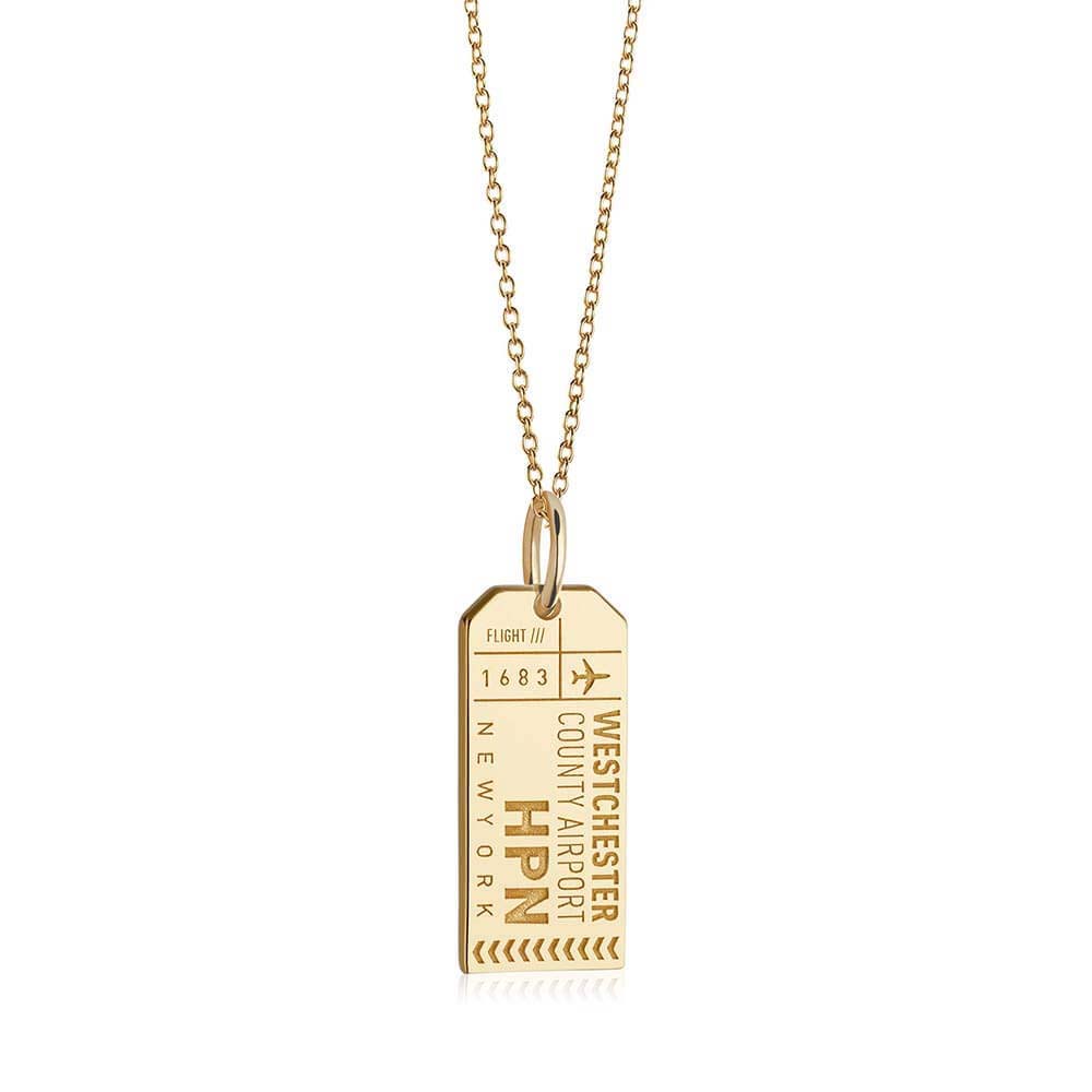 Gold New York Charm, HPN Westchester County Luggage Tag - JET SET CANDY  (4338267619416)