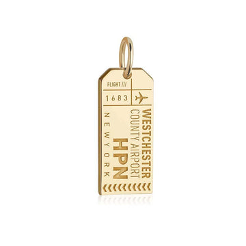 Westchester County USA New York USA HPN Luggage Tag Charm Solid Gold