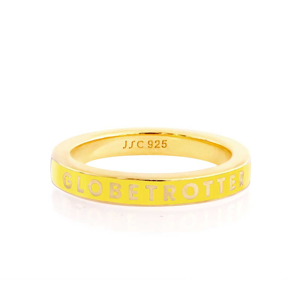 Yellow Enamel Ring in Gold, Globetrotter - JET SET CANDY  (1720209834042)